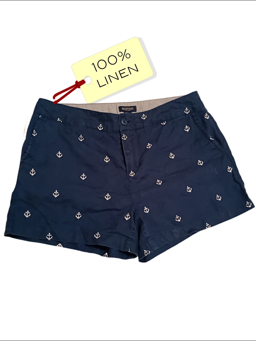 Linen Nautical Anchor Shorts By British Khaki